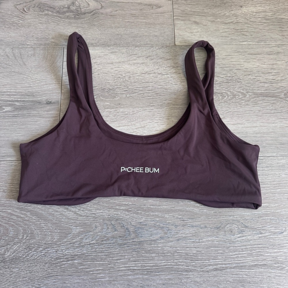 Pchee Bum Womens Brown Scoop Neck Sports Bra Size 12/L Activewear Top - Picture 3 of 5